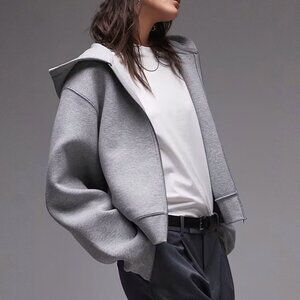 Topshop Designer Premium Scuba Hoodie in Gray Heather